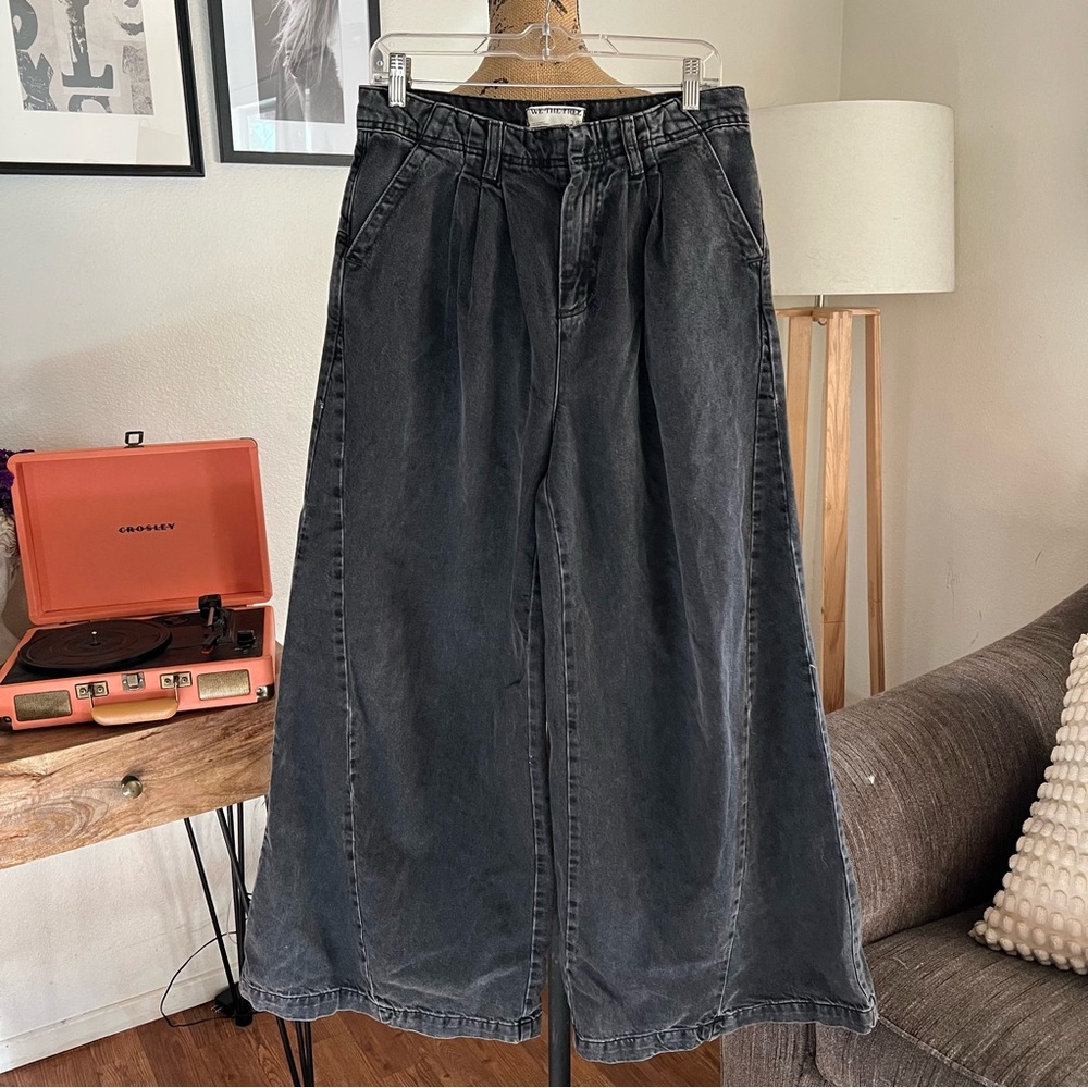 Free People We The Free Equinox Denim Grey Trousers Wide Leg  Size 28